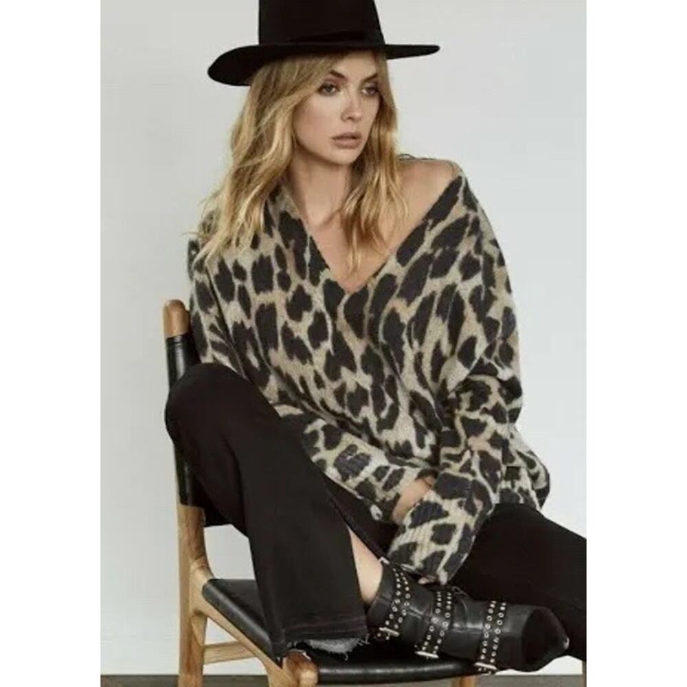 360 Cashmere Geraldine Leopard Cashmere Sweater Size XS